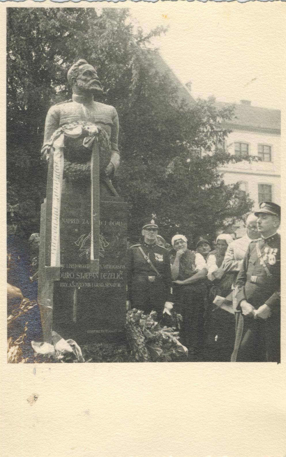 Spomenik Đuri Deželiću. Otkrivanje 15. kolovoza 1937. godine